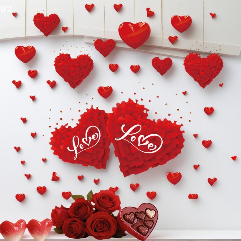 Herzförmige Wand-Fensteraufkleber Valentinstag Festliche Party-Atmosphäre Dekorationen Für Zuhause Party Geschäft Restaurant