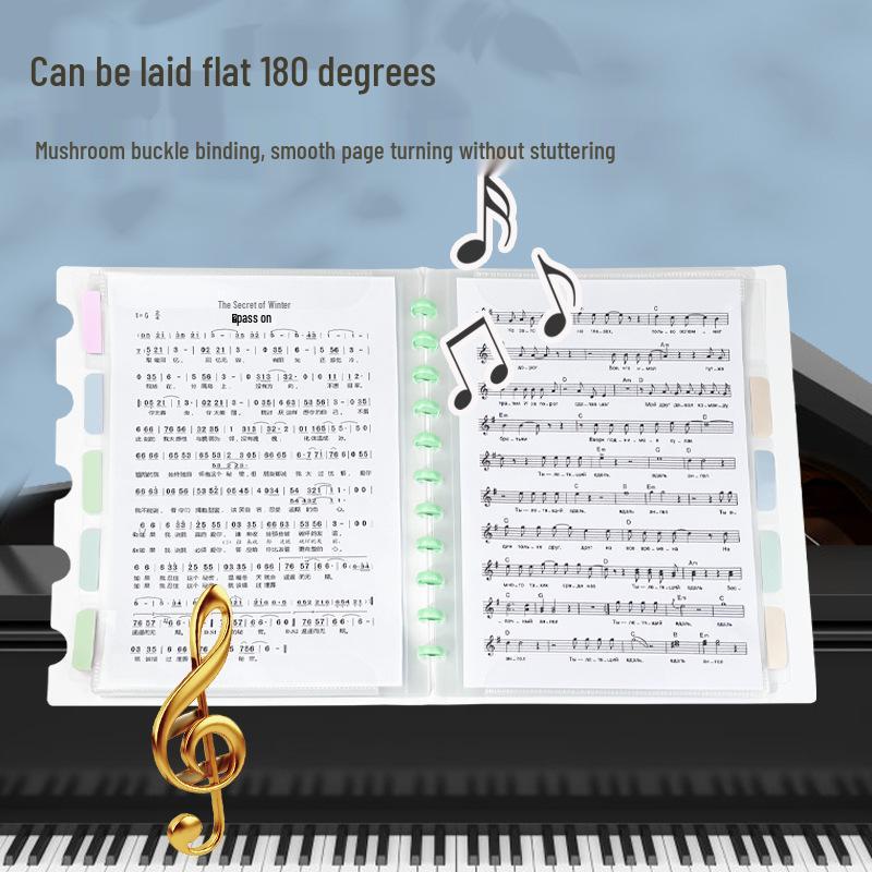 Detachable Mushroom Button Music Score Binder - Anti-Reverse, Three-Sided Sealed Document Folder