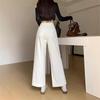 Women's Petite High-Waisted Cropped White Wide-Leg Jeans - Versatile, Slimming, Casual Summer Pants