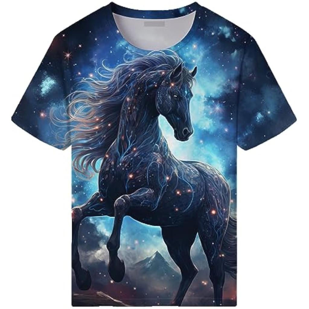 Horse T-Shirts 3D Print Men Shirts Casual Summer Tops with Unisex Design