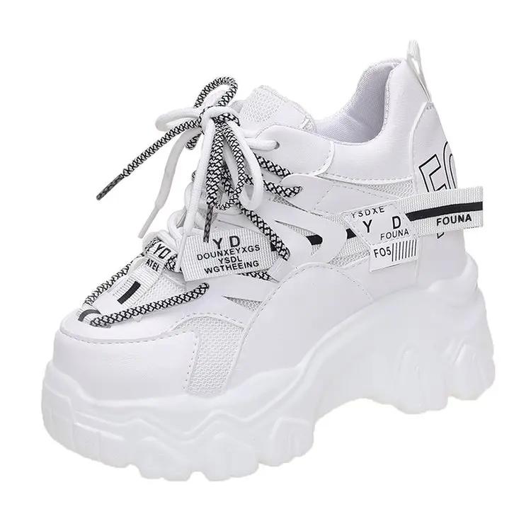 Fashion Women Platform Sneaker Breathable Mesh Shoes 2025 New Summer Chunky Sneakers Wedges Hidden Heels Hollow Leisure Shoes for Woman