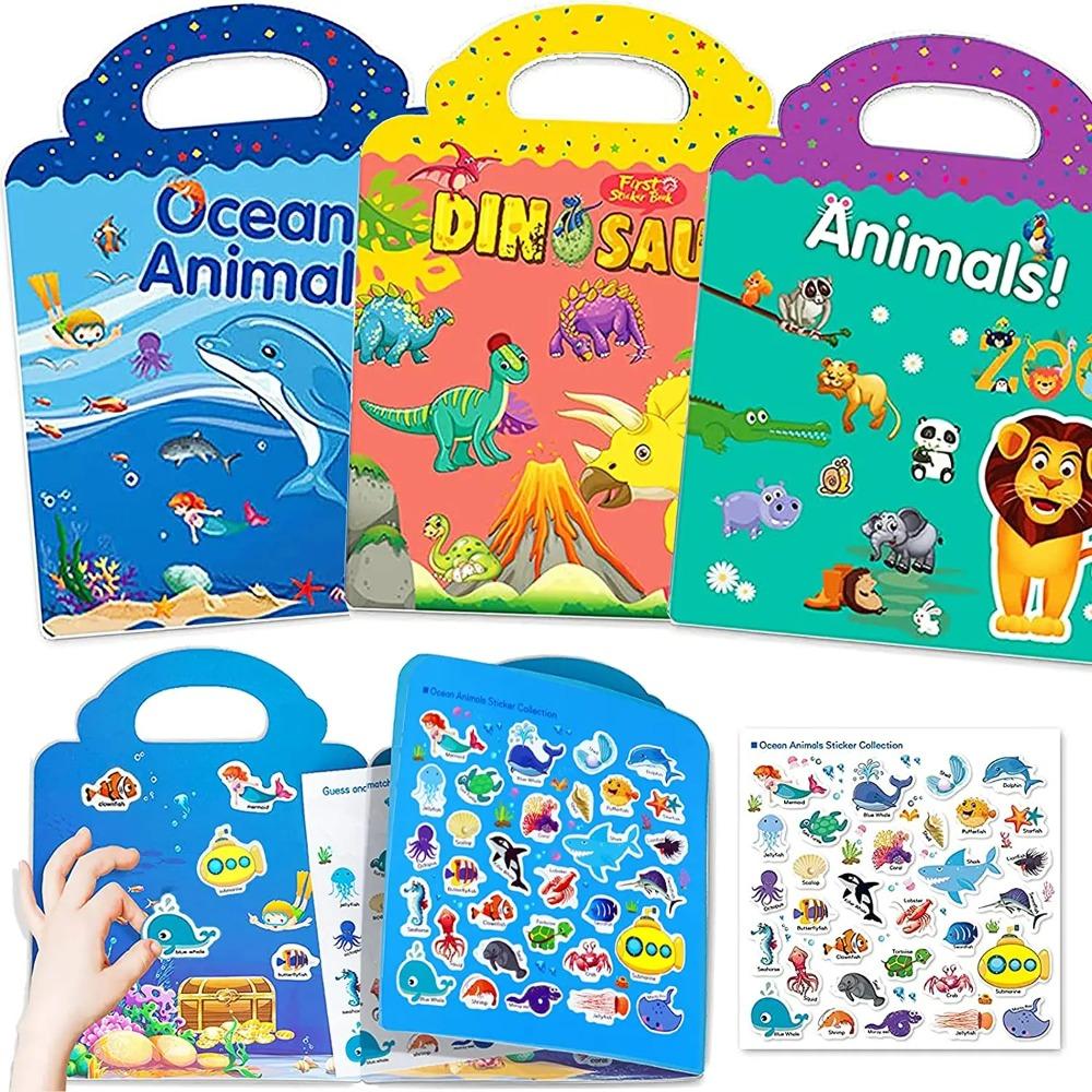 Kids Reusable Sticker Book Multiple Scenarios Cartoon DIY Puzzle Educational Cognition Learning Toys for Child Age 2-4 Gift