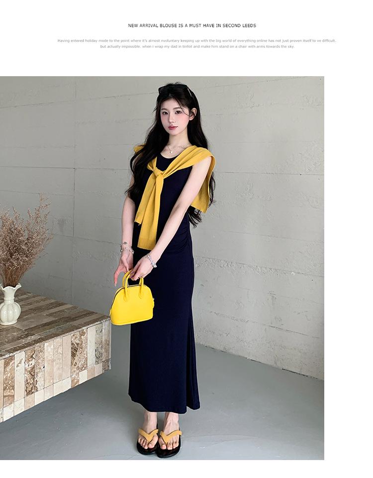2026 Summer Elegant Maternity Tank Dress & Knit Shawl Two-Piece Set