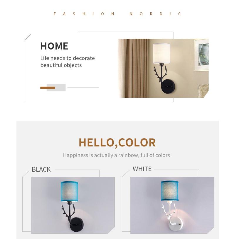 E14 kinkiet tkanina żelazna sztuka galwanizacja poroże kinkiet dla domu hotel sypialnia lampki nocne lampki nocne lampa bożonarodzeniowa