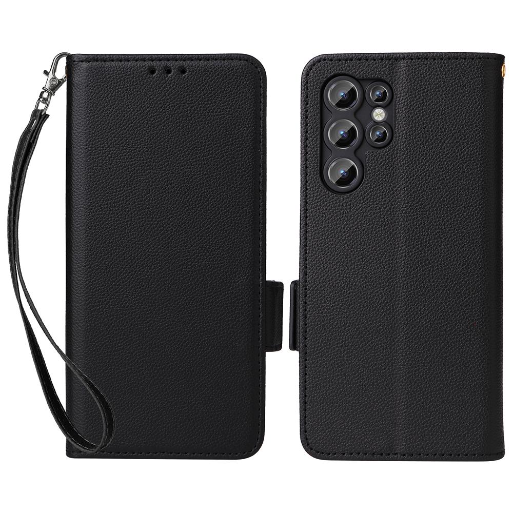For Oukitel C1/C1 Pro Case with Wrist Strap Litchi Texture PU Leather Wallet Phone Cover
