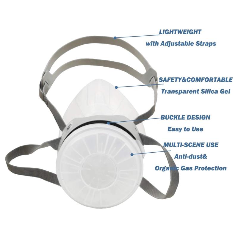 Half Face Respirator Mask with 1 Filter Set, Reusable Silicone Gas Mask for Spray Paint, Dust & Organic Vapor