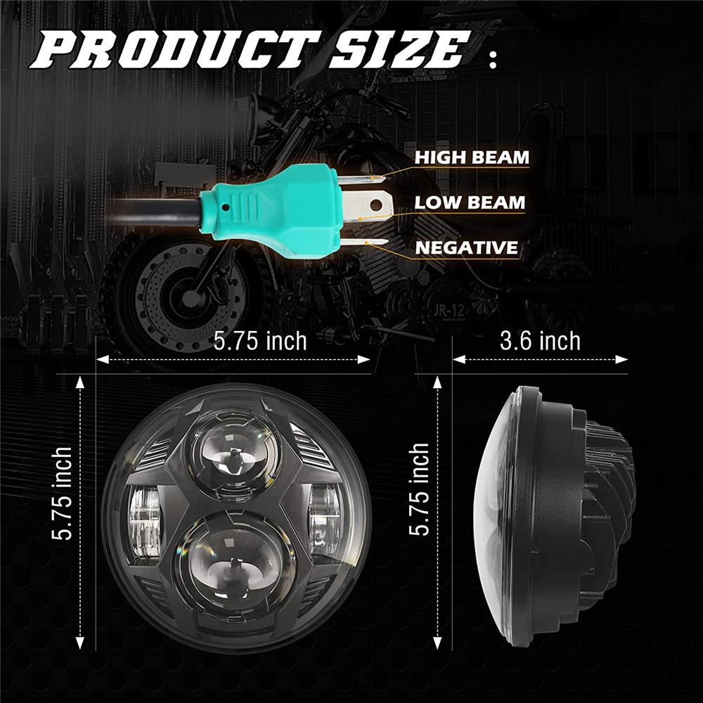 5.75 inch Led Headlight With High/Low Beam DRL For Honda Yamaha Harley Dyna Sportster Softail FXST, FXSTB, FXSTC 5 3/4"Headlamp.