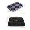 6 or 12 Cups Cupcake Pan Carbon Steel Bakeware Nonstick Brownie Cake Pan Easy Clean Dishwasher Safe for Oven Baking Cake Mold