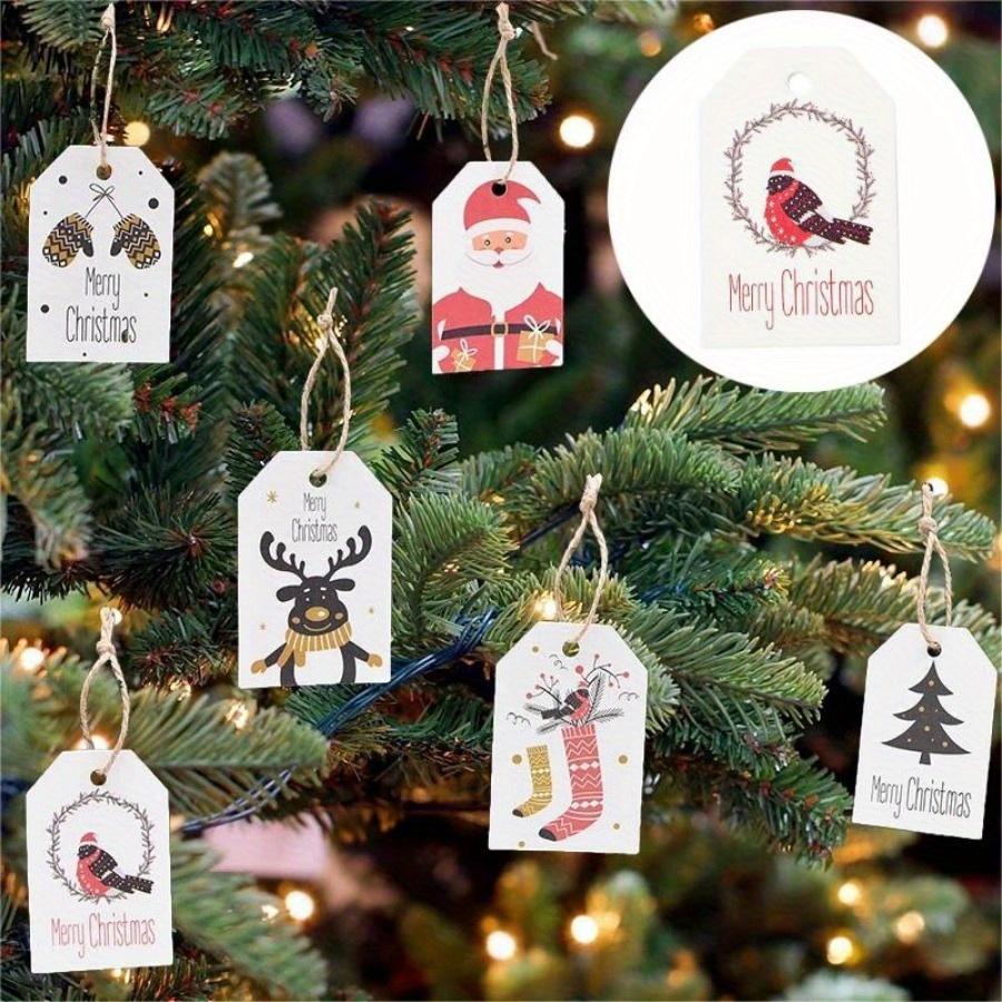Etiquette Prix Étiquettes Cadeau Noël GKONGU - Lot De 28, Papier Avec Cordon - Décoration Sapin Papier Cadeau Personnalisable