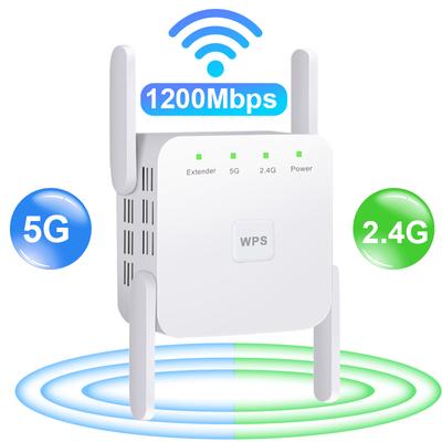 Repetidor WiFi 5G, extensor de rango WiFi, amplificador de señal WiFi de 5 GHz, enrutador, amplificador WiFi de 1200 Mbps, repetidor WiFi de largo alcance de 5 GHz.