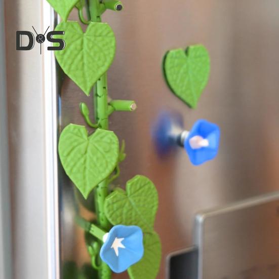 1/2/3/4Pcs Morning Glory Refrigerator Magnet with Articulating Stems Vine Flower Plants Fridge Magnet Home Office Kitchen Locker Decoration
