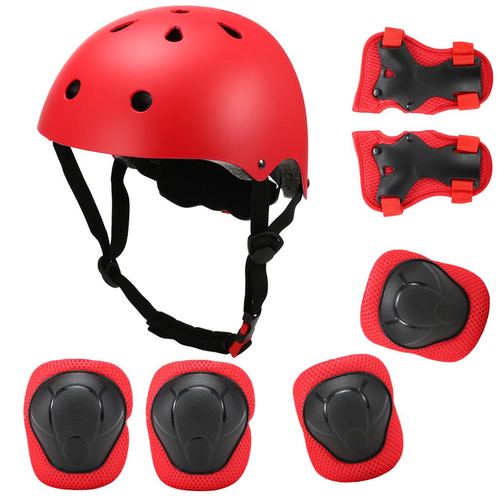 Kids 7 In 1 Helmet and Pads Set Adjustable Kids Knee Pads Elbow Pads Wrist Guards for Scooter Skateboard Roller Skating Cycling