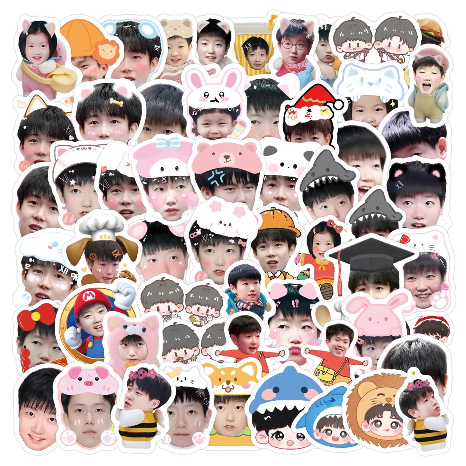 

100 Sun Yingsha & Big Head Wang Chuqin Cartoon Graffiti Stickers for Decoration