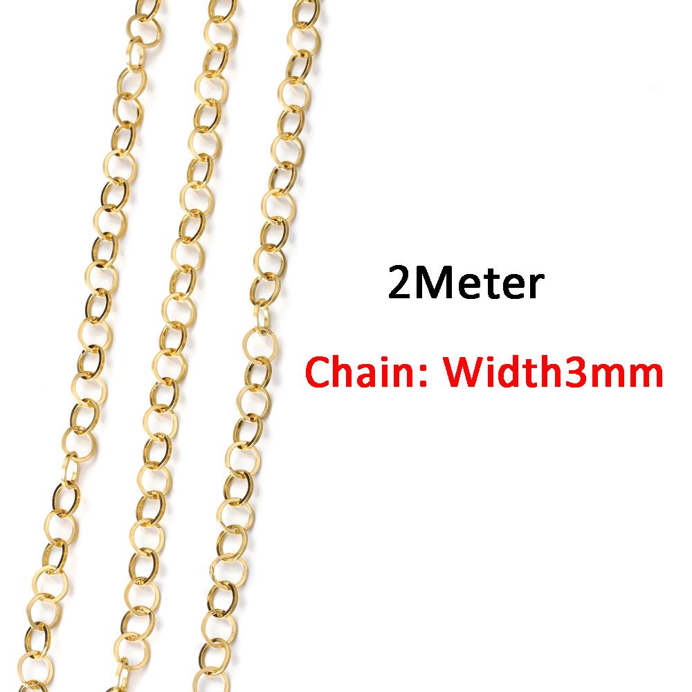 2Meters/1Meter Stainless Steel Chain High Quality Gold Color Chains for Bracelet Necklace Jewelry Making DIY Findings Wholesale