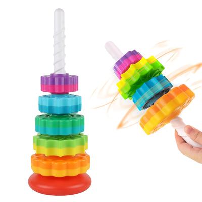 Baby-Spinnspielzeug, Stapelspielzeug, sensorisches Spielzeug für Kleinkinder, Regenbogen-Ring-Spin, Montessori-Spielzeug für Mädchen und Jungen, Weihnachts- und Geburtstagsgeschenke