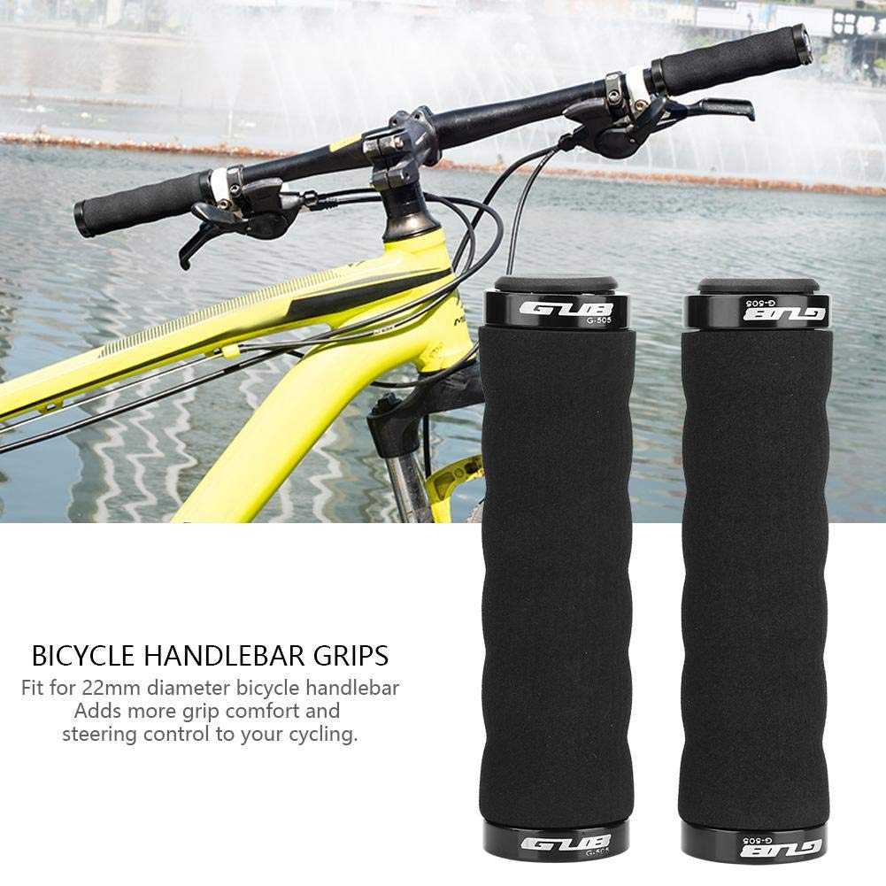 Bicycle Handlebar Sponge Handlebar Lock Grips for Mountain Road and 2 Colors Grips, Anti-Slip Bikes, Bikes, Cycling, (Black)