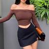 Women's Black Skirt: 2025 Spring/Summer Sexy Slit Suit, Anti-Exposure, Pure Desire Short Hip Skirt