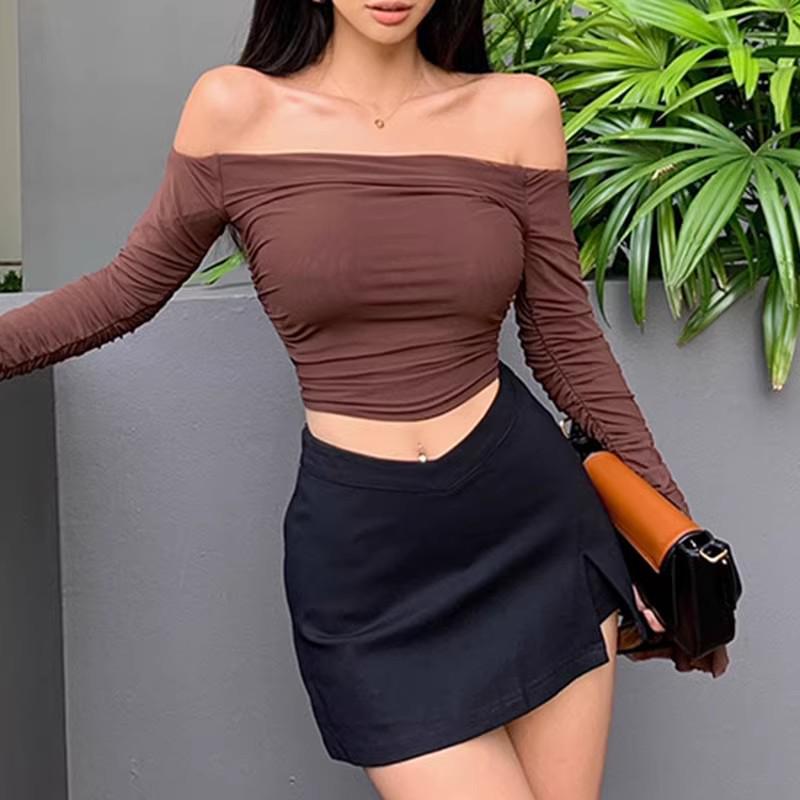 Women's Black Skirt: 2025 Spring/Summer Sexy Slit Suit, Anti-Exposure, Pure Desire Short Hip Skirt