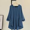 Women Top Loose Checked Long Sleeves Pullover Drawstring Dress Up Hooded A-line Plus Size Fall Shirt Female Clothes