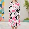 Women Plus Size Printed Round Neck Long Sleeve Cropped Cardigan Sleeveless Dress Two Piece Set