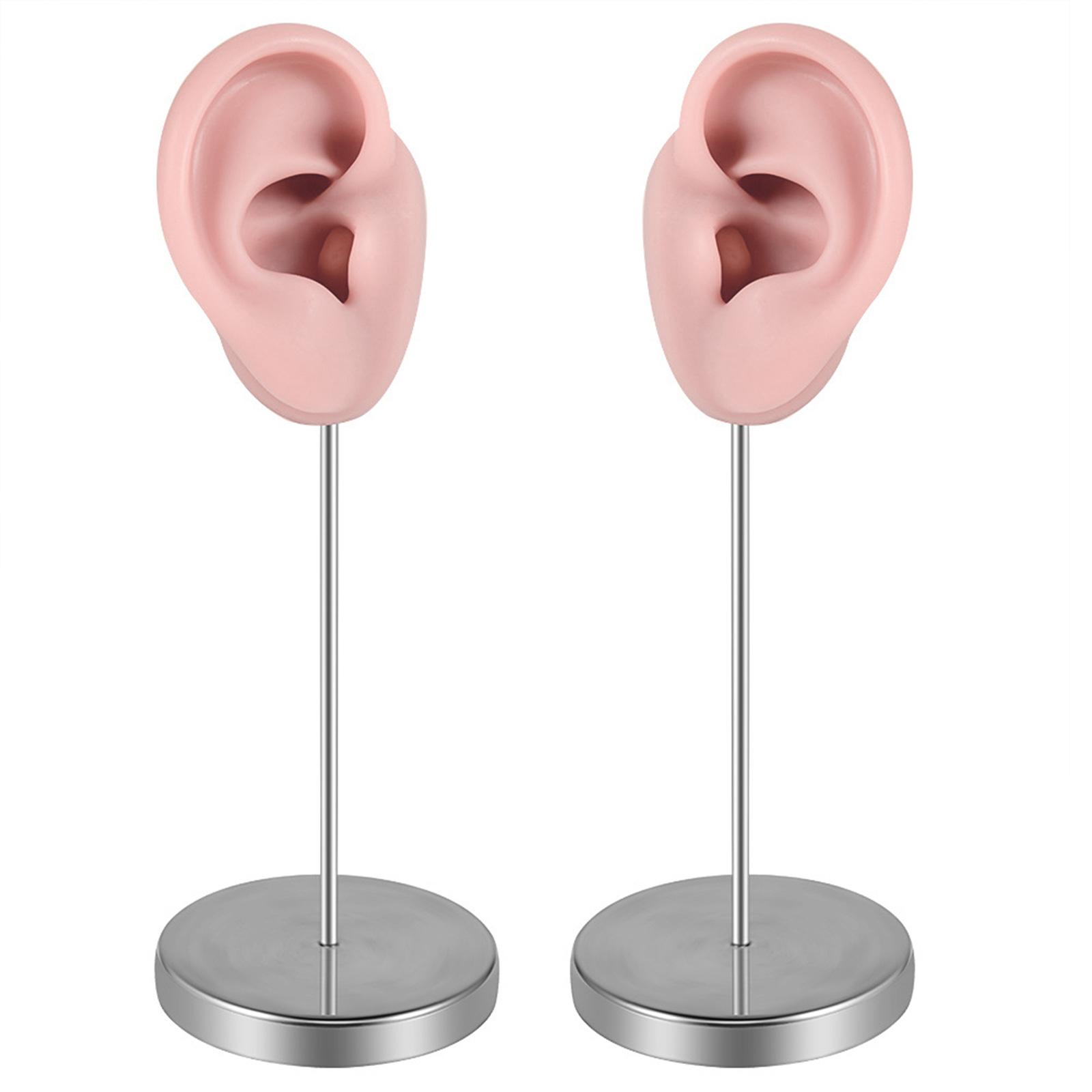 Flexible Silikon-Ohr-Mannequin für Piercing-Techniken Realistische Linke und Rechte Menschliche Ohrformen Schmuckausstellungs-Requisiten kaffeebraun
