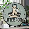Round Metal Poster Cat Wall Art Bathroom Decor Aluminum Gift