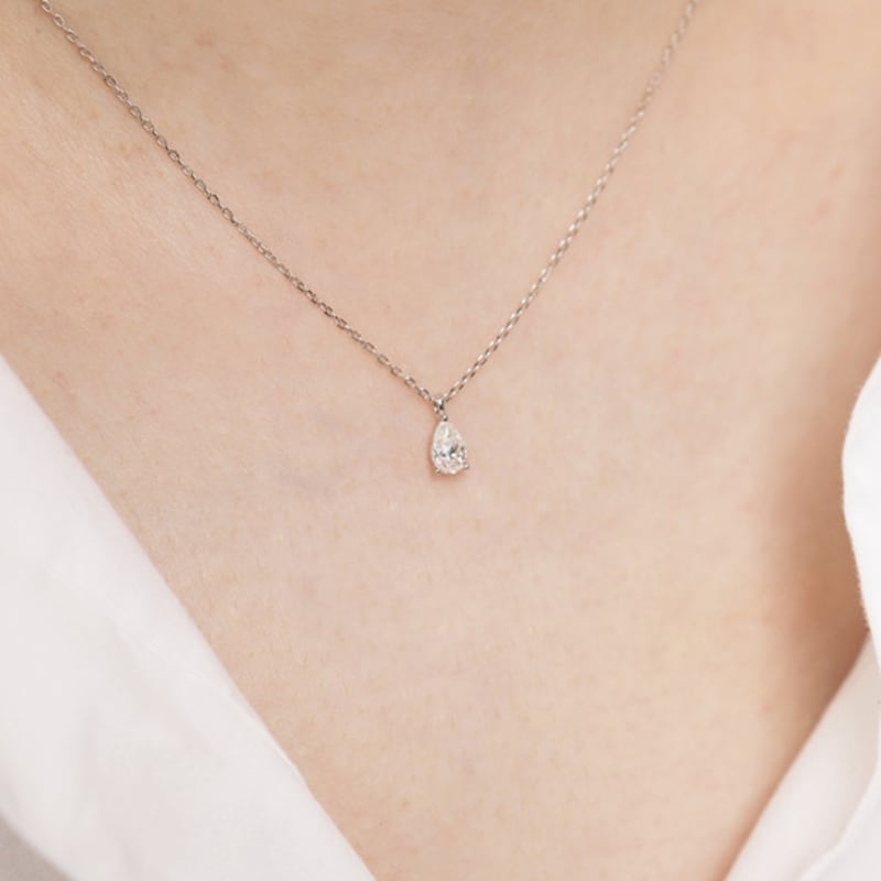 Ozel Silver925 Moissanite 0.5ct Pear Cut Necklace PS115N