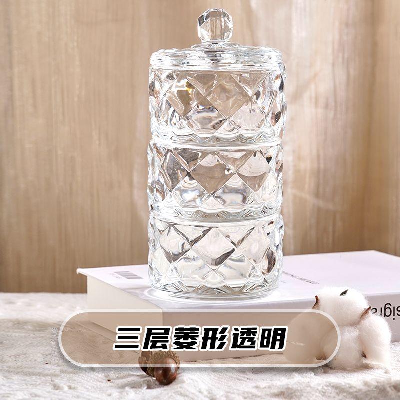 European Creative Luxury Crystal Glass Candy Jar with Lid Dried Fruit Jar Jewelry Storage Box Home Decoration Storage Jar