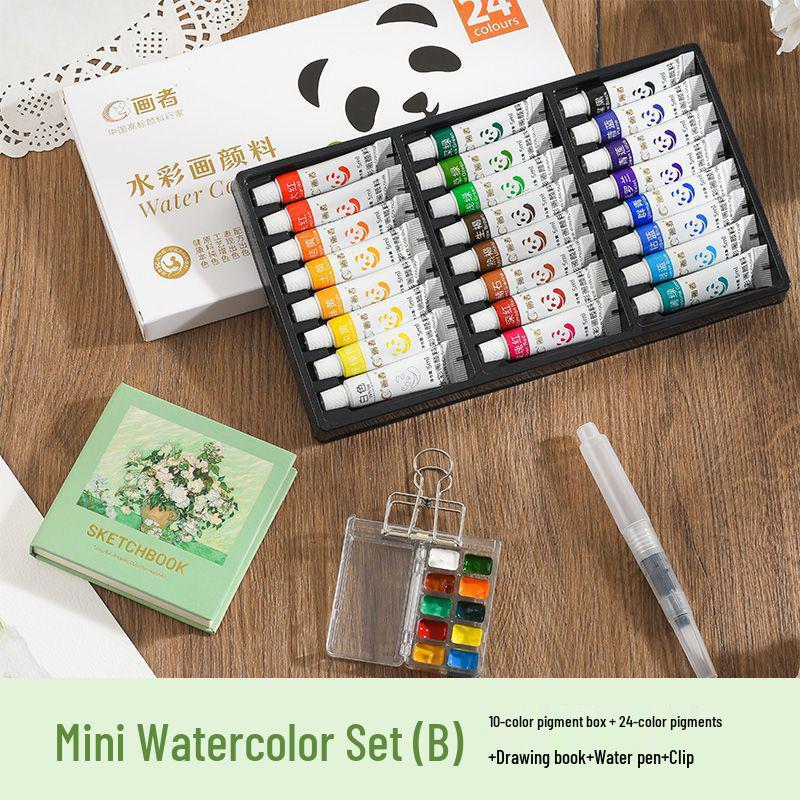 Mini Conjunto de Tinta Aquarela Portátil e Paleta de Diário de Viagem para Estudantes