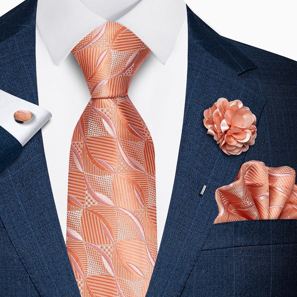 Men's Formal Tie, Pocket Square, Cufflinks & Brooch Set.