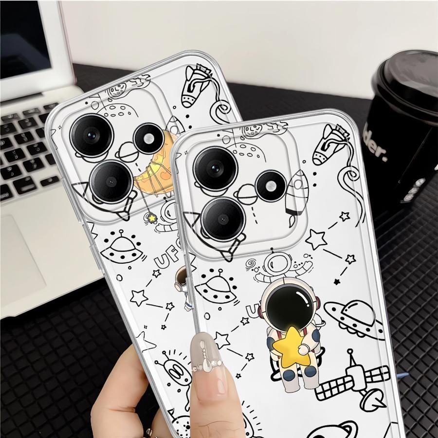 Cartoon Niedliche Astronauten Hülle für Xiaomi Redmi Note 14 Pro Plus 13C 14C A4 Note 13 11S 11 10S 9 10 12S 12 Weiche Handyhülle