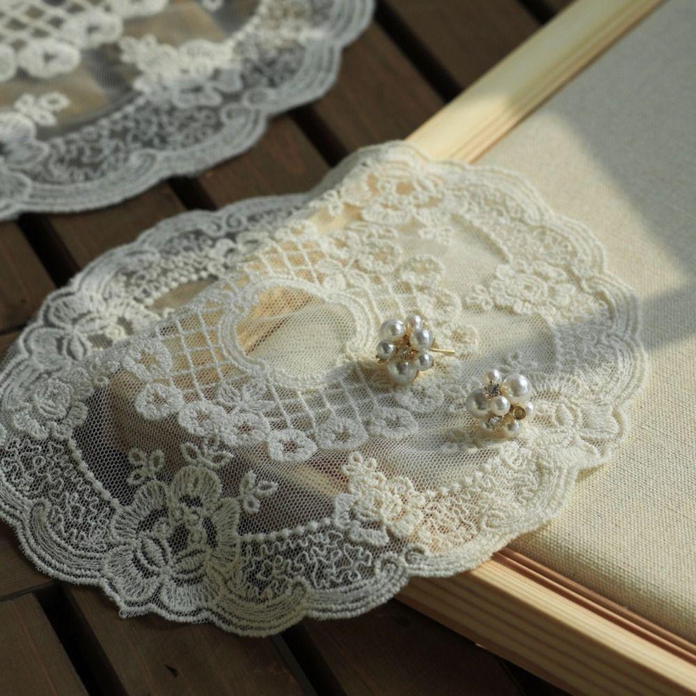 Embroidery Flower Lace Embroidery Placemat Round Cup Mat Doily Coaster Table Decor