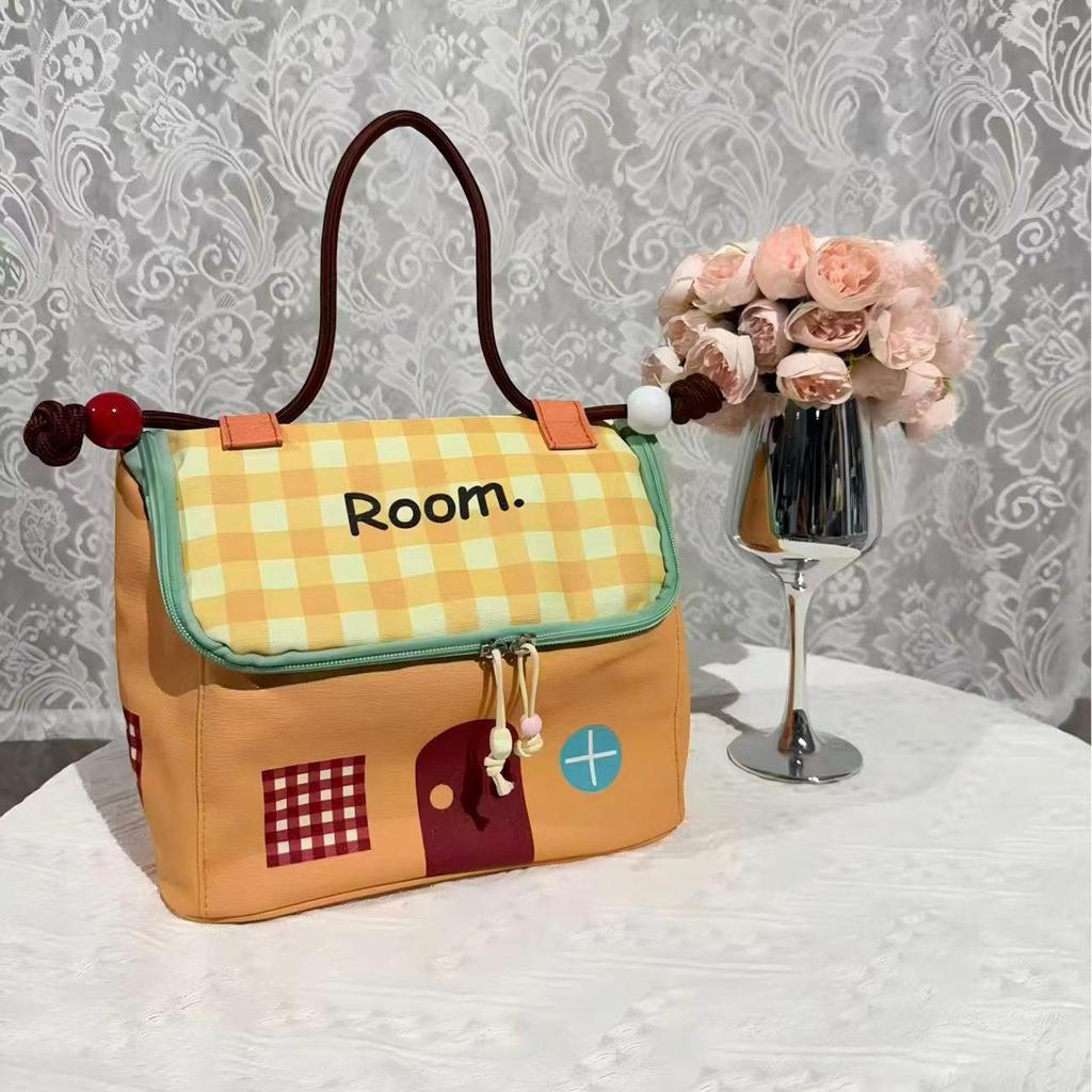 Dopamine Style Waterproof Makeup Bag Large Capacity Multi Compartment Travel Cosmetic Organizer for Women and Students