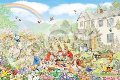 Epoch 1000 Piece Jigsaw Puzzle Peter Rabbit Peter Rabbit™ Garden Picnic (50 X 75cm) 12-612s with Glue and Spatula with Score Ticket EPOCH
