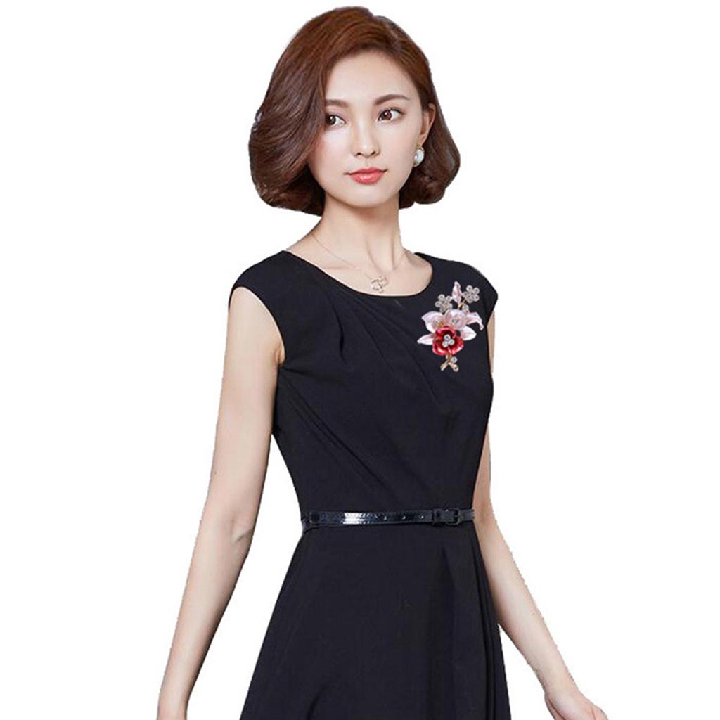 Shiny Jewelry Women Flower Brooch Pin Metal Enamel Collar Badge