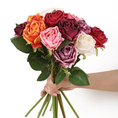 12PCS Roses Flowers Heads Dried Silk Flowers Artificial Rose Flowers for Decorations with Single Stems for Floral Arrangements Wedding Flowers