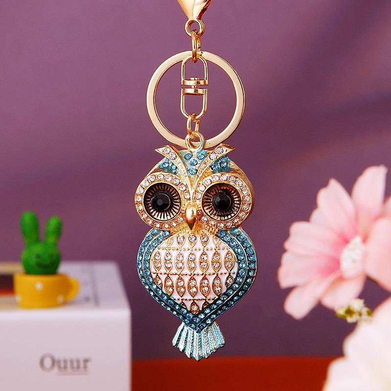 Crystal Diamond Owl Keychain Pendant - Cute Metal Ring Gift for Men, Women, Couples