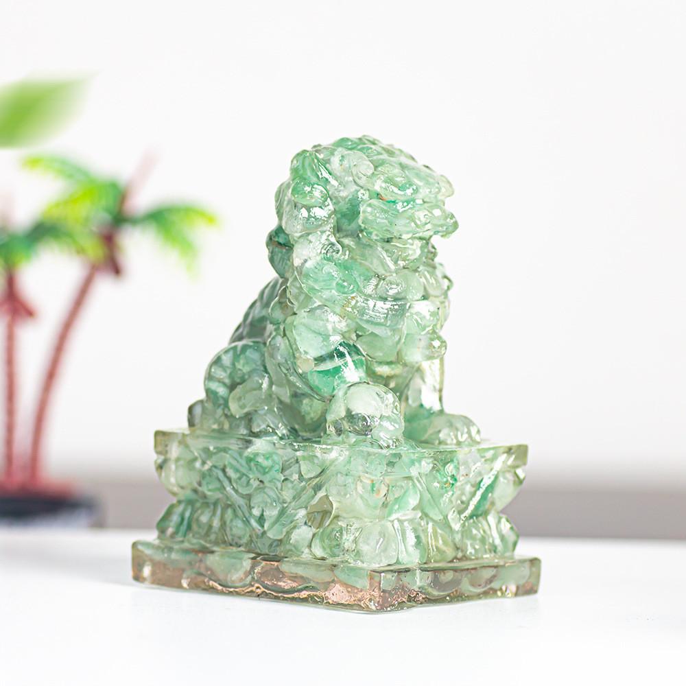 Resin Filled Natural Quartz Lion Figurine With Elegant Home Decor Gift For Adults