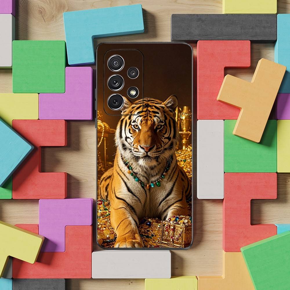 COOL Animal Tiger Phone Case For Samsung S22,S21,S20,S10,S9,S25,S24,S23,Ultra,FE,Plus,Lite,Soft Silicone Black