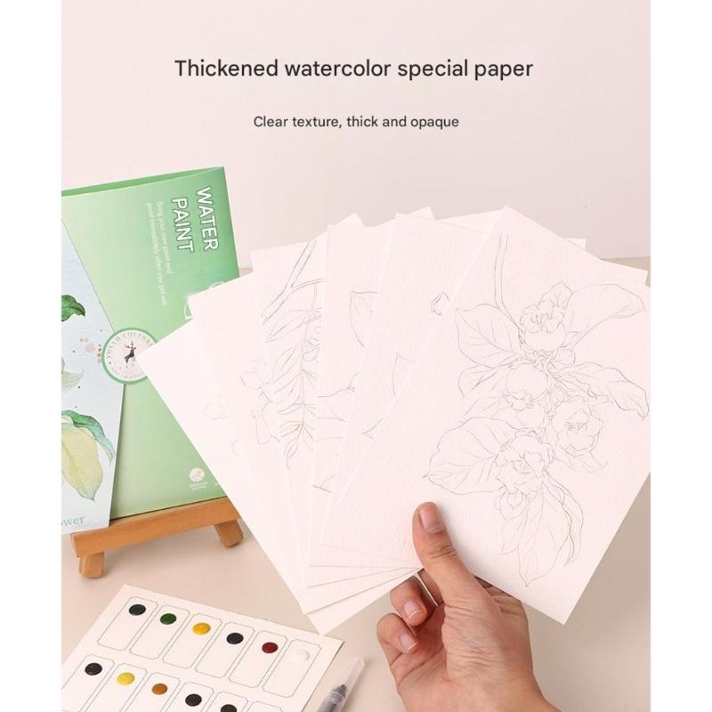 Art Doodling Book with 12 Color Watercolor Paint Water Brush Pen Stress Relief Painting Book For Children Adult Drawing