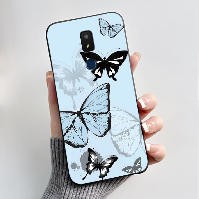 For AT&T Motivate 2 Motivate 3 Cricket Splendor Icon 3 Phone Case Fashion Butterfly Flower Black Soft Silicone Back Cover Funda