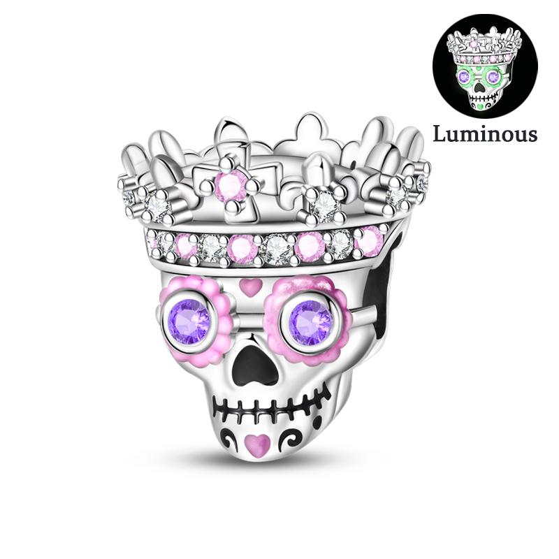 100% Copper Luminous Skeleton Ghost Clown Halloween Series Charms Beads Fit Pan Style 3Mm Diy Fine Jewelry Making