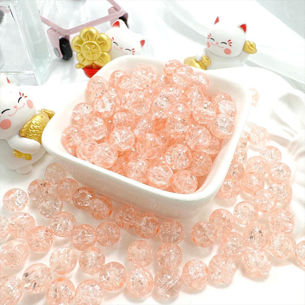 10mm Crackle Glass Round Beads, Loose Spacer Beads DIY Accessories for Bracelet Making 50pcs