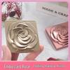 Rose Mini Double-Sided Square Makeup Mirror: Portable, Folding, Magnifying
