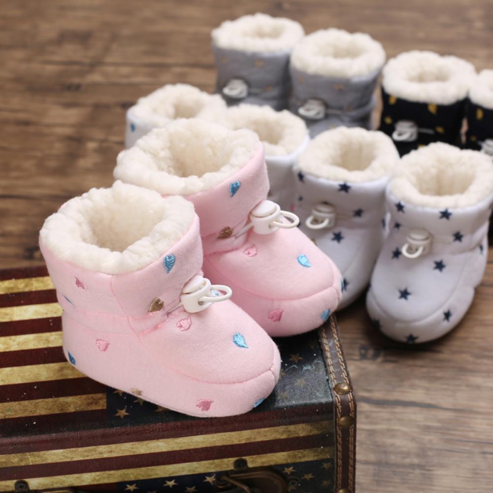 Newborn Baby Cotton Booties Non-Slip Sole Toddler Boys Girls First Walkers Infant Warm Fleece Shoes Snow Boots