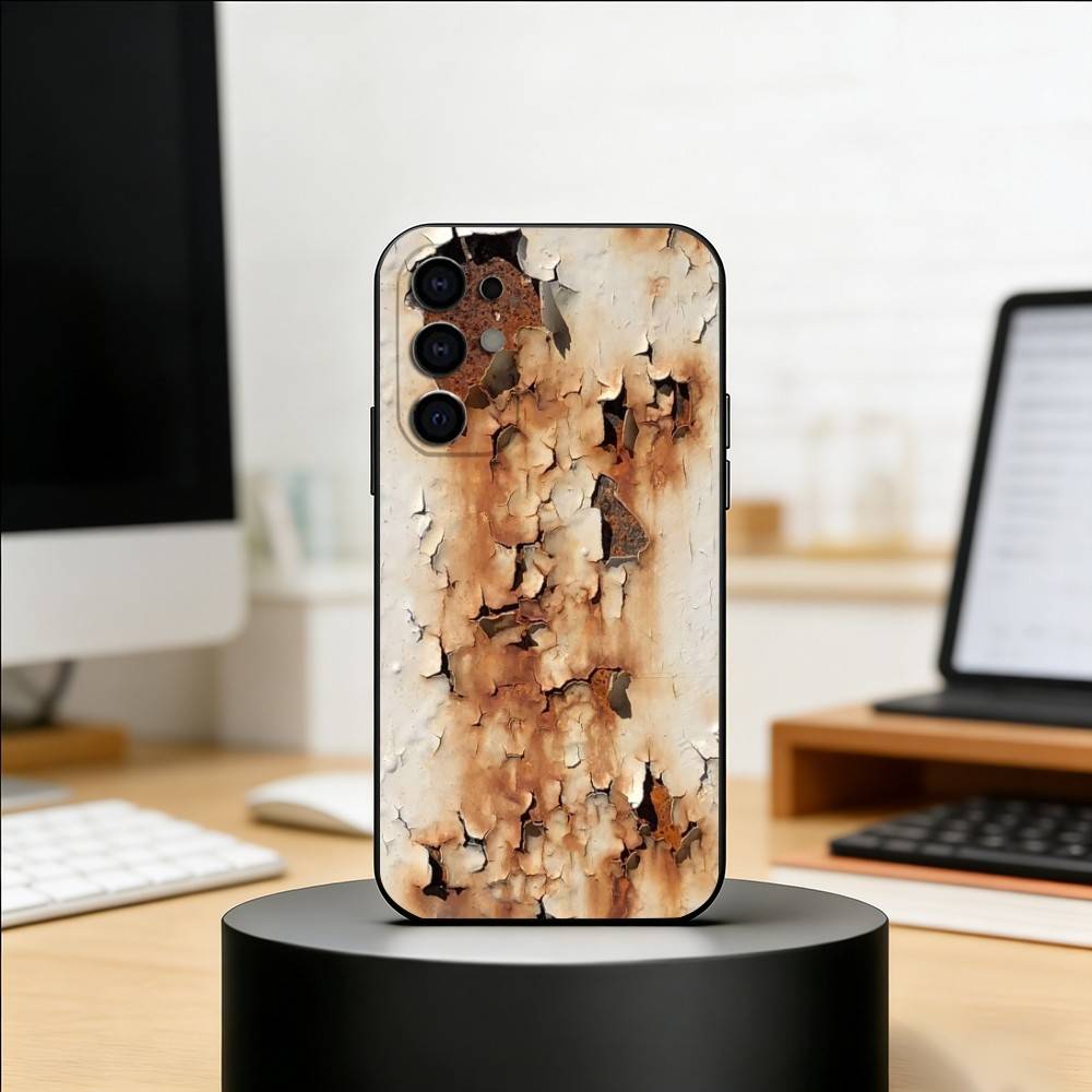 Industrial Style Retro Rusty Phone Case Black Silicone Soft For Samsung S25,S24,S21,S22,S23,S30,Ultra,S20,Plus,Fe,Lite