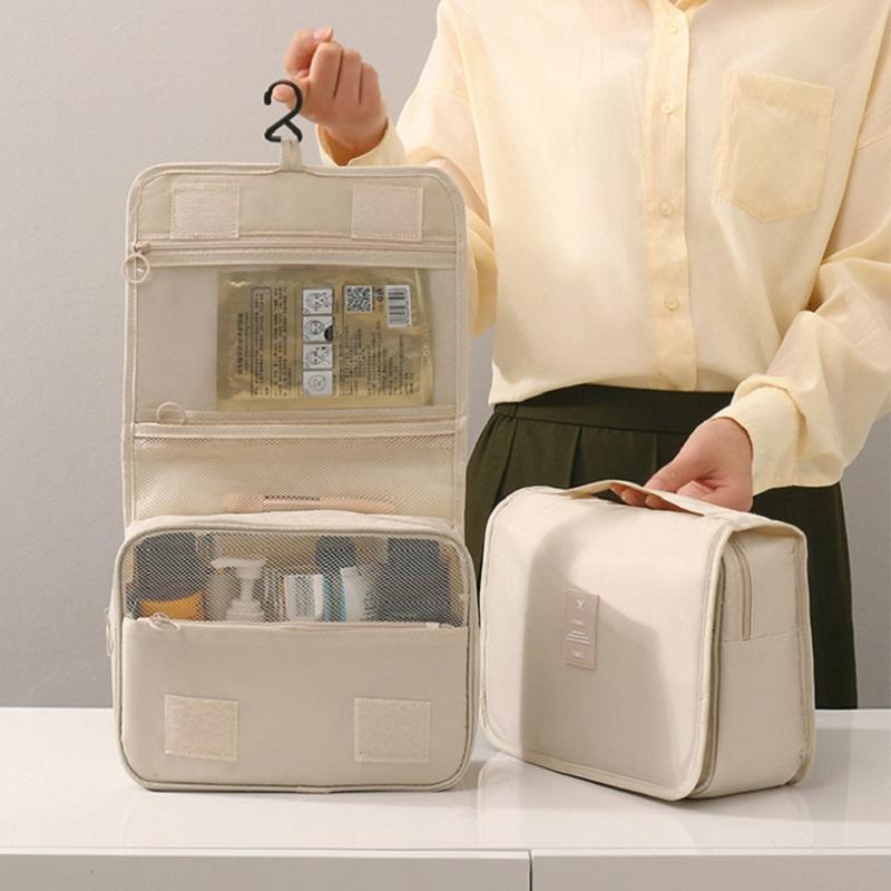 1PC Oxford Fabric White Diagonal Storage Bag, Foldable Hanging Makeup Bag, Travel Toiletry Bag