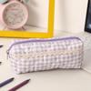 Large Capacity Pen Bag Sweet Plaid Lace Pencil Case Portable Student Stationery Storage Bag Girly Cosmetic Bag Gifts