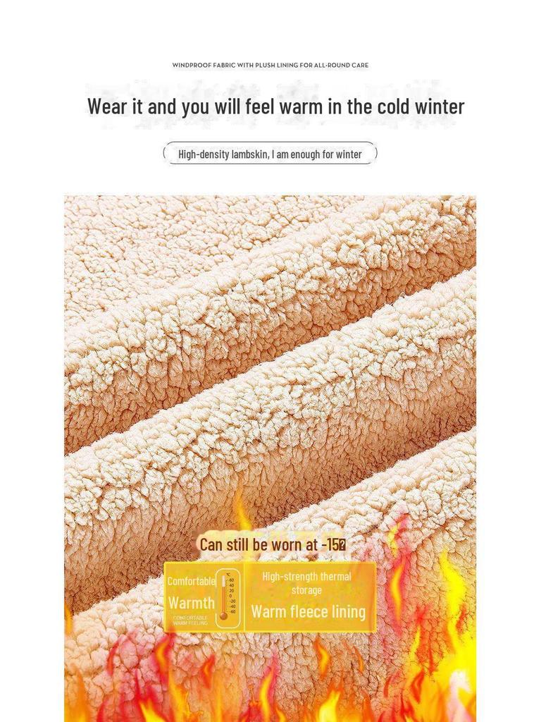 2024 Men's Thick Plush Lambskin Stand Collar Sweater Jacket