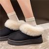 Platform Snow Boots Women's Winter New Round Toe Deep Mouth Suede Plush Platform Non-Slip Flat Slippers
